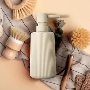 Liquid Soap Dispenser, 8.5oz Matte Beige Lotion Hand Sanitizer Soap Dispenser with Easy-to-Press Pump for Bathroom & Kitchen Countertop Refillable