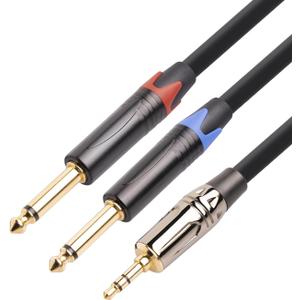 3.5mm Male to Dual 6.35mm Male Gold-Plated Audio Cable 1 Meters for Mixers, Smartphones & Amplifiers