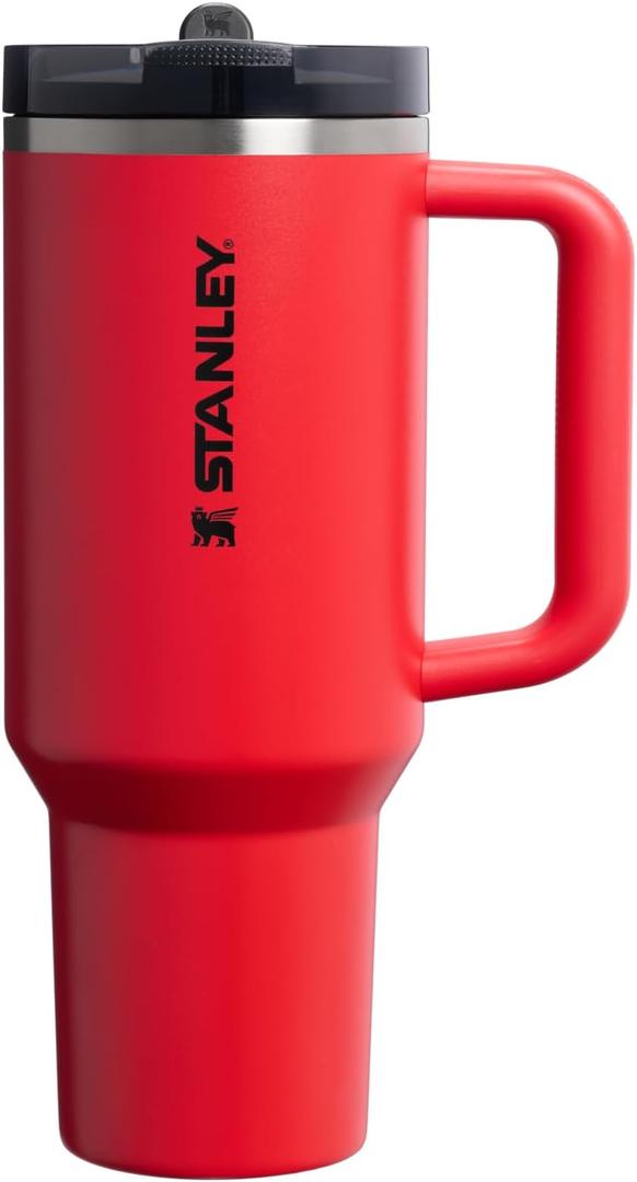 STANLEY Quencher ProTour Flip Straw Tumbler with Leakproof Lid 40oz | Built-In Straw & Handle | Cupholder Compatible for Travel | Insulated Stainless Steel Cup | BPA-Free | Chili Black