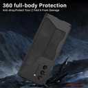 for Samsung Galaxy Z Fold 5 5G Case with [Fold5 Edition S-Pen Slot], Military Armor Cases Full Body Protective Anti-Scratch Hard Slim Leather Bracket Case with Screen Protector (Black)