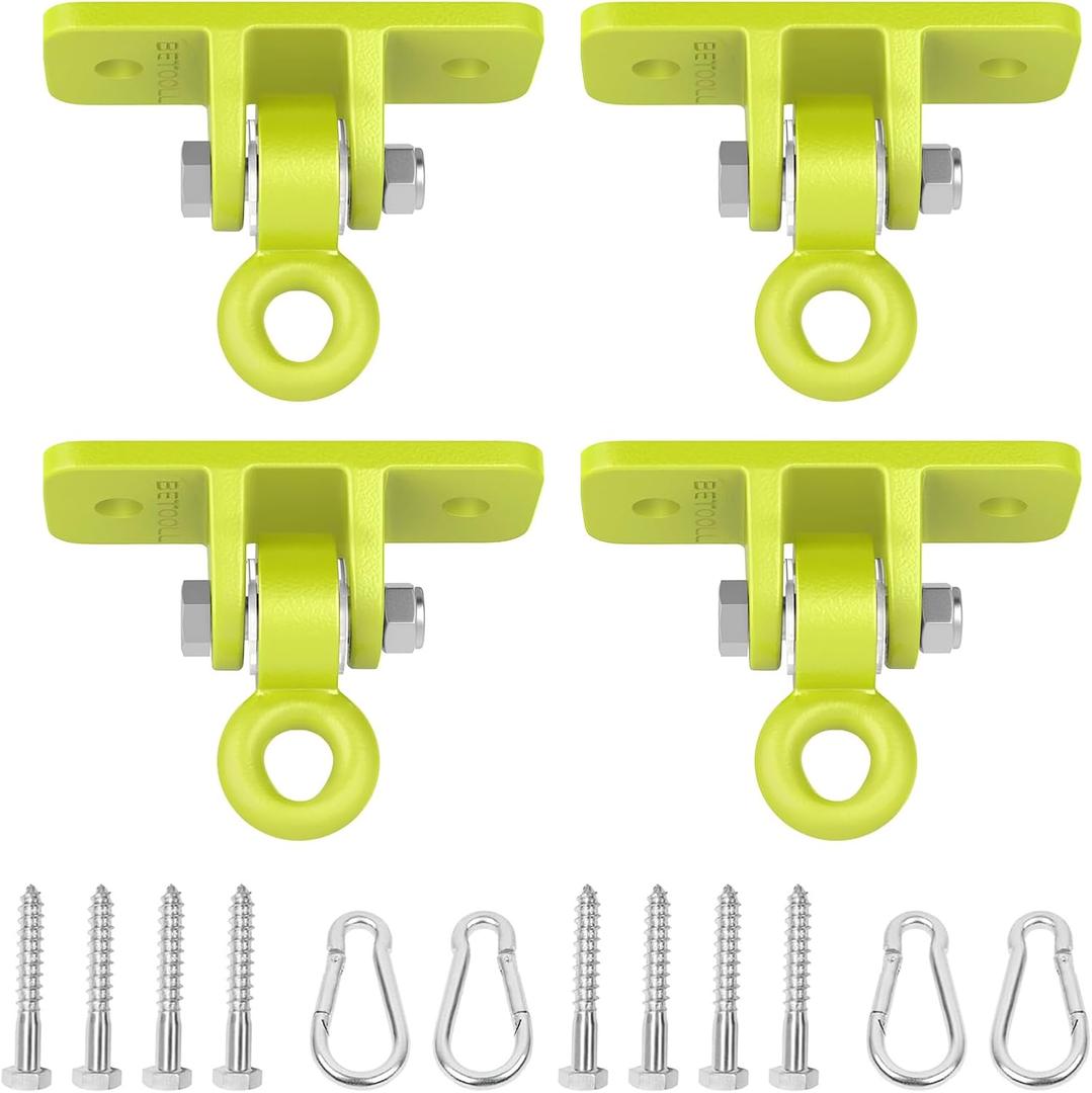 BETOOLL Swing Hangers Heavy Duty Porch Swing Hanging Kit for Ceiling Mounts Playground Tree Swing Hanger Indoor Outdoor Swingset Hardware Brackets Hooks 2400lb Yoga Hammock Accessories Yellow 4PCS