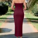 MANER Women's Strapless Bodycon Maxi Tube Dress Ribbed Elegant Casual Long Party Dresses (XXL)