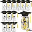 12 Sets 2025 Graduation Gifts Graduation Caps for Mason Jars Grad Cap Money Candy Jars Decorations, Class of 2025 Gifts with Felt Grad Caps Table Centerpieces for Women Men College High School