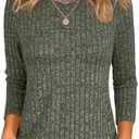 ANRABESS Women 3/4 Sleeve Length Shirts 2025 Fall Lightweight Sweaters Loose Fit Ribbed Knit Casual Soft Layering Tops, Size M