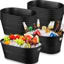 Shimeyao 12 Pcs Galvanized Tub 3 Gallon Metal Ice Buckets, Black