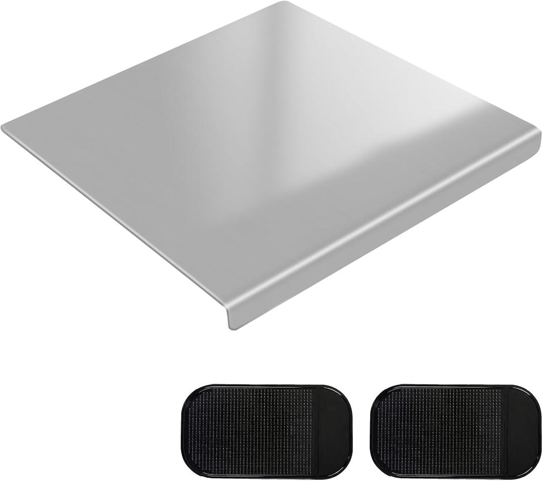 Stainless Steel Cutting Board with Counter Lip, 2 Pack Non-Slip Mats, Yoposeo Heavy Duty Baking Cutting Chopping Boards for Kitchen, Meat, Fruits, Vegetables, Bread (11.8" X 11.8"/ 30 X 30cm)