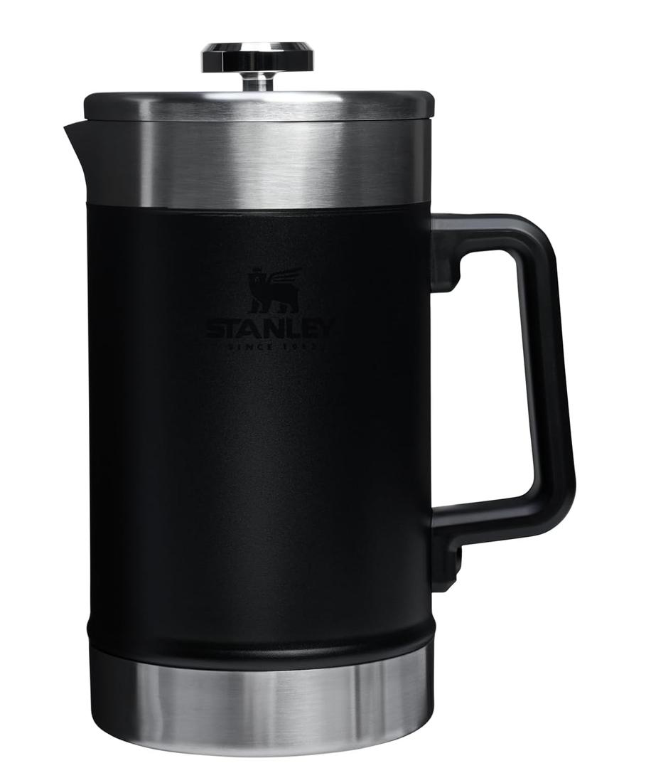 STANLEY Classic Stay-Hot French Press Coffee Maker 48 oz | 5 Minute Brew, 4 Hours Hot | Mesh Filter for Coffee Grounds | Insulated Stainless Steel French Press | BPA-Free | Black 2.0