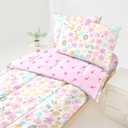 Zipper Bedding Twin Girls Pink Floral Bedding for Girls Flower Comforter All in one Zipper Kids Bedding (Dal-clb-flower 05)