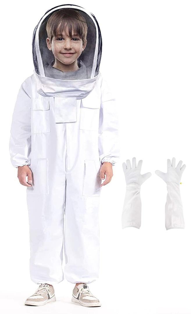 Bee Suit for Kid and Girl, Children Beekeeping Suit Beekeeper Suit with Glove &Ventilated Hood, Multi-Size Bee Outfit for Backyard for Child Bee Keeper for Christmas (for 4.27-4.44ft)