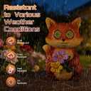 Garden Statues Fox with Solar Moving LED Eyes Outdoor Animal Figurines Decorations for Patio Yard Lawn Ornaments Gifts for Birthday Easter Housewarming (Fox)