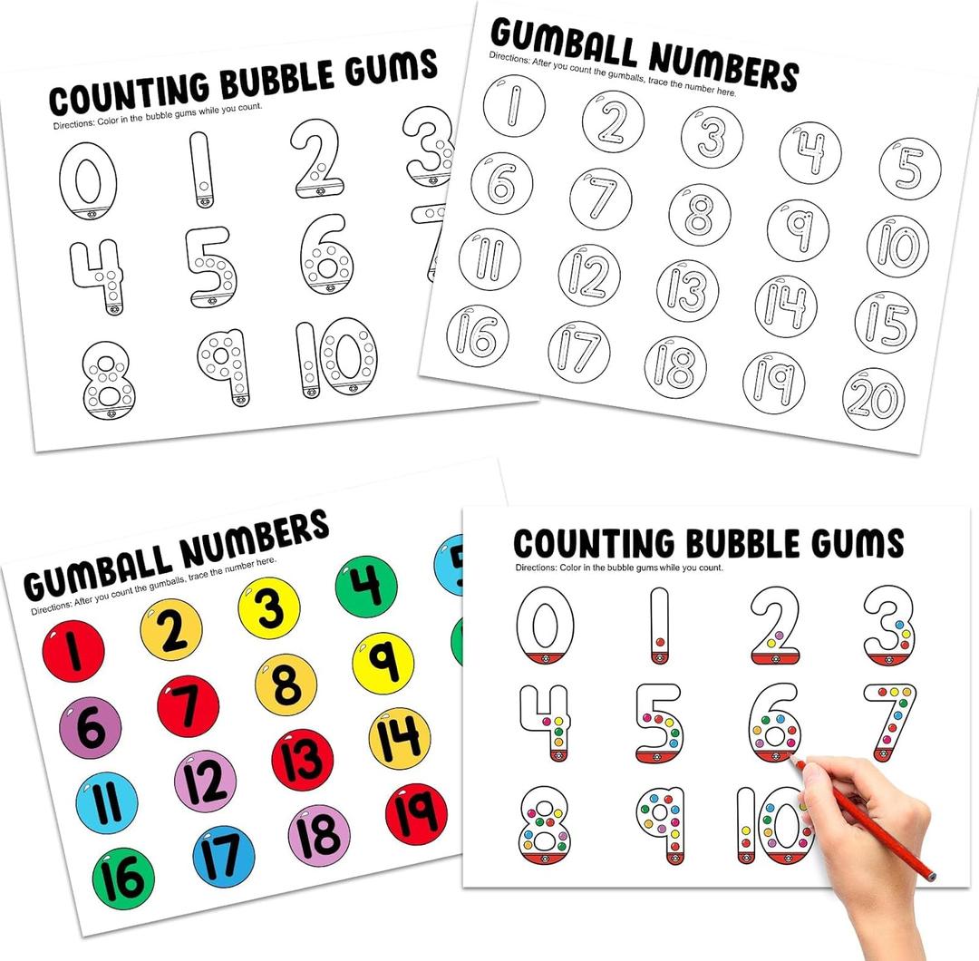 Number Bulletin Board Set Number Posters for Classroom Wall 1-20 Bubble Gumballs Bulletin Board Bubble Gumball Coloring Back to School Math Educational Posters for Kid Preschool Classroom Decor