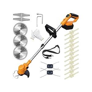 Electric Weed Wacker Cordless for Dewalt 20V MAX Battery, 4-in-1 Weed Eater Battery Powered, Brush Cutter with 4Types Blades, for Lawn, Yard and Bush Trimming (No Battery)