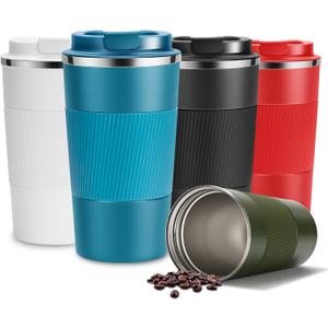 YINJAM 17oz Travel Coffee Mug Insulated Coffee Cups to Go with Leakproof Lid Vacuum Stainless Steel Double Walled Thermal Car Coffee Tumbler for Hot Cold Ice Tea Drinks Reusable (Blue, 17oz)