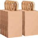 OUTUXED 150pcs Brown Paper Gift Bags, 5.25x3.2x8in Small Paper Bags with Handles Bulk for Shopping, Birthday, Wedding, Merchandise and Business Party (Kraft)