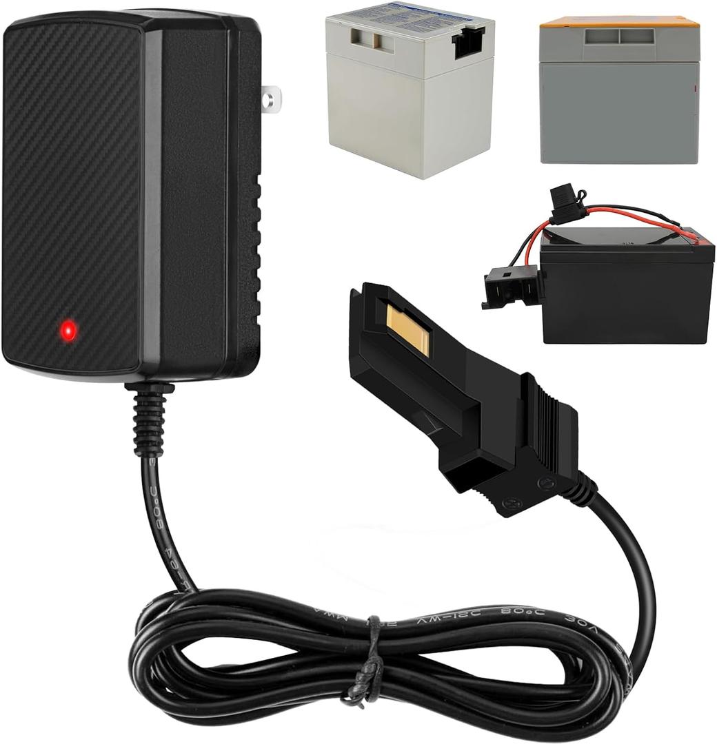 12V Battery Charger for All Power Wheels Gray and Orange Top Battery 12 Volt Charger for Fisher-Price Power Wheels Battery Powered Wheels Replacement Charger