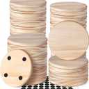 Set of 60 Unfinished Wood Coasters, GOH DODD 4 Inch Wooden Blanks with Non-Slip Pads for Laser Engraving Wood Burning Staining Painting Decoupage Housewarming Gifts Wedding Crafts Education, Round