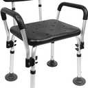 PEPE Mobility - Shower Chair with Arms, Adjustable for Elderly, Bathtub Adults, Black, Free Assembly
