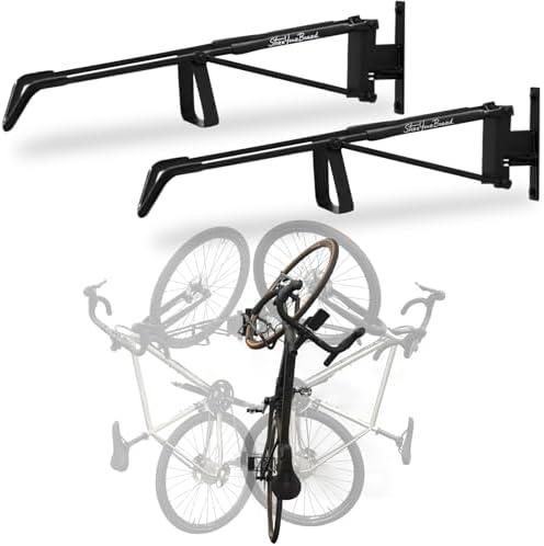 StoreYourBoard SwivelStow Bike Rack Garage Storage Rack 2 Pack - 2 Road & Gravel Bike Wall Mounts - Heavy Duty Bike Hanger - No-Lift Bike Rack Garage Storage Rack - Holds 70 lb Capacity 