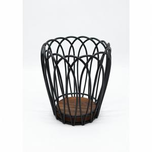 Multifunctional Coffee Pods Storage Basket with Wood Base Decorative Holder for Accessories