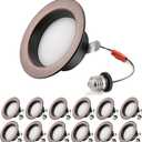 Premium Metal 4-Inch LED Recessed Lights Retrofit - Dimmable Baffle Can Lighting, 5CCT Selectable (2700K-6000K), 800LM, 9W, E26 Retrofit Recessed Lighting, Damp Rated, 4inch 12Pack Oil-Rubbed Bronze