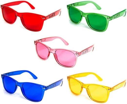 Color Therapy Glasses 5 Pack | Light Therapy Glasses for Chromotherapy, Mood Enhancement, Chakra Healing | Colored Sunglasses for Light Sensitivity