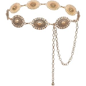 YGR Western Belts for Woman Cowgirl Metal Concho Chain Belts for Dresses Jeans Trousers Country Concert Outfit (Length 45" (28"+extended chain 17"), Bronze02)