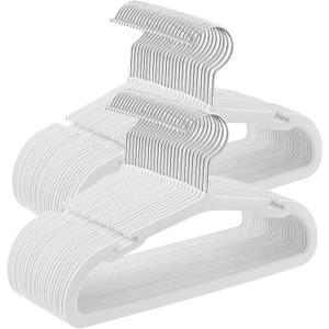 SONGMICS Baby Hangers 50 Pack, 11 x 6.9 Inches, Non-Slip Velvet Kids Hangers for Closet, Space-Saving, Wide Shoulder Notches, Cloud White UCRF037W01