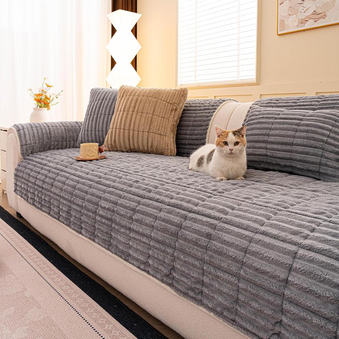 Washable Pet-Friendly Couch Covers for Dogs Fuzzy Pet Sofa Covers Dog Couch Blankets and Cushion Covers for Sofa