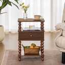 AWASEN Mid Century Modern Nightstand, Bedside Table with Storage, 3-Tier Small Night Stand End Table with Drawer for Bedroom &Solid Wood Spindle Legs, Walnut Brown, 11.8" x 15.75" x 23.6"