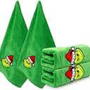 Christmas Kitchen Towels and Dishcloths Set - 30 X 14 Inch Green Xmas Absorbent Reusable Fingertip Tea Dish Hand Towels for Drying, Cleaning, Cooking and Baking, 2 Pack