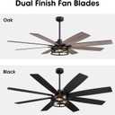 LuminFan 72 inch Large Ceiling Fans with Lights and Remote, Black Modern Ceiling Fan for Living Room, Patios, 6 Speed Reversible Quiet DC Motor, 8 Blades, Easy to Install