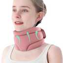Neck Brace Cervical Collar, Neck Braces for Neck Pain and Support, Soft Foam Brace for Pain Relief, Adjustable Neck Support Collar for Sleeping, Travelling, Office (Pink)