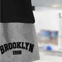 Boy's 2 Piece Preppy Summer Outfits Graphic Tees and Track Shorts Set Casual Clothing Sets (Black)