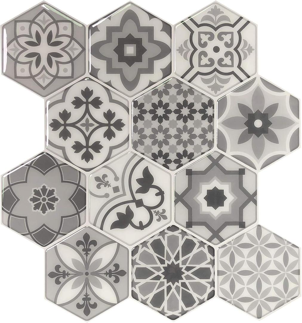 Peel and Stick Backsplash Tiles for Kitchen, Talavera Mexican Tiles (10 Sheets)
