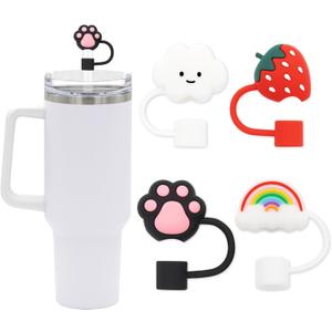 3 x Straw Cover for Stanley Cup, 4Pcs Silicone Straw Topper Compatible with Stanley 30&40 Oz Tumbler, Stanley Cups Accessories (4Pcs-New-E)