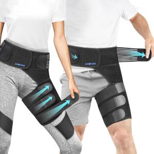 Sciatica Pain Relief Devices, Hip Brace for Women Men, Thigh, Groin, Hamstring Compression Sleeve (One Size)