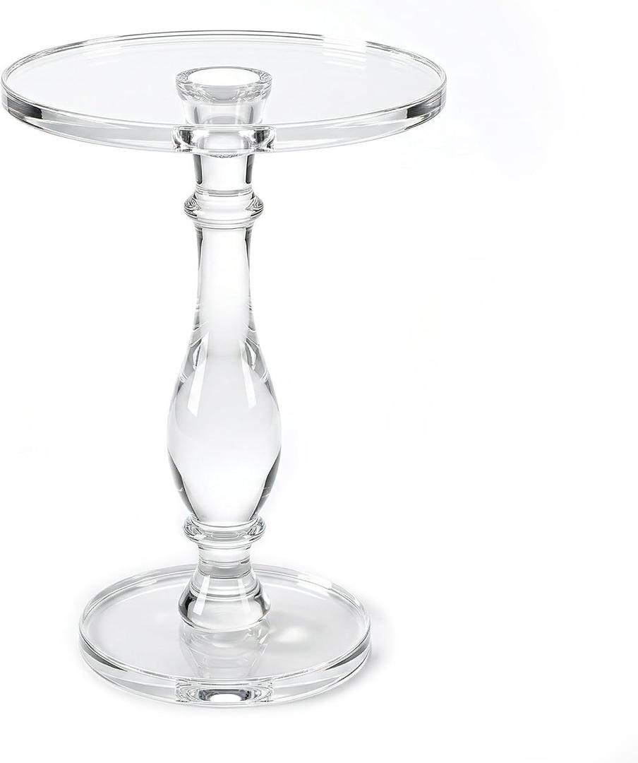 Acrylic End Table,Acrylic Side Table,Modern Nightstand with Clear Small Round Top and Solid Post for Living Room,Bedroom and Lobby 13.5x13.5x19.5 High inches