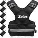 ZELUS Weighted Vest for Men and Women, Adjustable Body Weight Vest Exercise Set for Workouts, 11-20lb with 6 Ironsand Weights for Cardio Strength Training Walking Jogging（Dark Black）
