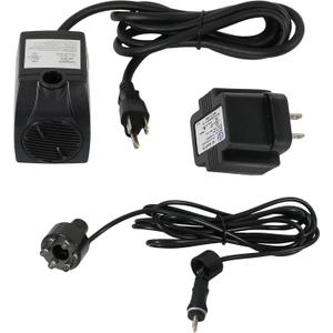 Sunnydaze 200 GPH Submersible Water Pump  12W, 12V Small Fountain Pump with Adjustable Flow, White LED Light & Transformer for Outdoor Fountains, Bird Baths, Aquariums