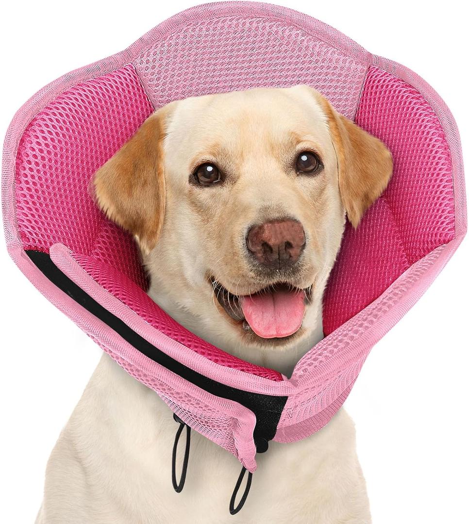 AOFITEE Dog Cone - Soft Cone for Dogs After Surgery, Comfy Cones for Large Dogs to Stop Licking, Adjustable Soft Dog Cone Collar, Elizabethan Pet E-Collar for Wound Healing, (Pink, M)