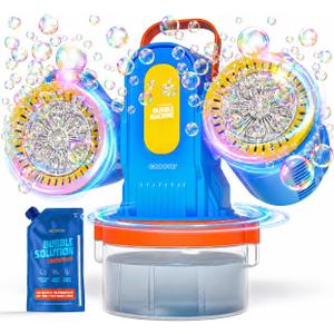 Rechargeable Bubble Machine for Kids, 180 Rotation 12,000+ Big Bubbles Per Minute, Boy Birthday Gift, Outdoor Toys Games & Activities, Easter Gifts for Toddlers, Boys & Girls Age 3,4,5,6,8+ Year Old