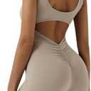 One Piece Workout Sets for Women Athletic Yoga Jumpsuits Shorts Backless Rompers Medium
