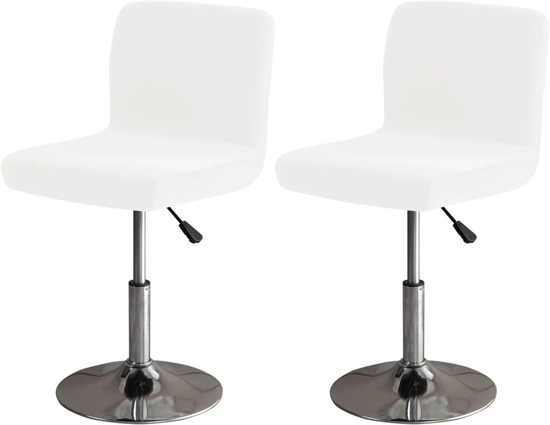 LightInTheBox Bar Stool Cover Square Swivel Bar Chair Seat Velvet Bar Stool Protector Cover for Counter Height Medium Low Back Chairs (2 Pack) (White)