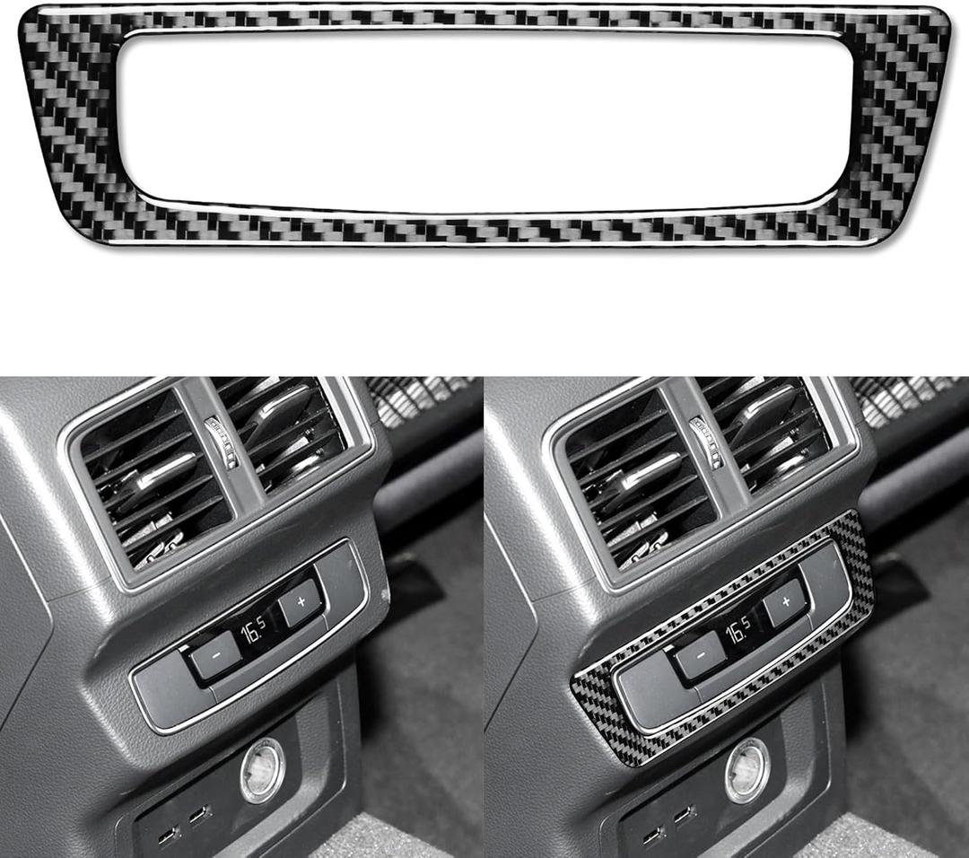 NVCNX Real Premium Carbon Fiber Compatible with Audi 80A Q5 SQ5 2018-2025 2019 2020 2021 2022 2023 2024 Car Accessories Rear AC Cliamte Button Panel Cover Interior Trim Sticker Decal Black 1PC
