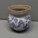 7in. Tuscan Ceramic Blue Scroll Urn Vase