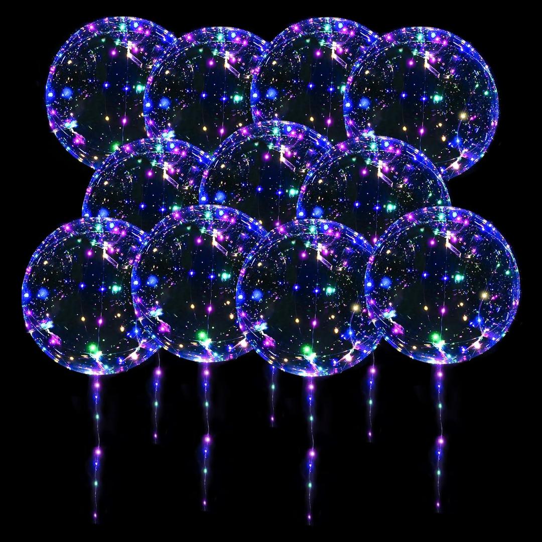 19 Pack Led Balloons Light Up with Colorful Led Lights  | Perfect Supply for Glow Stick Party, Birthday Party,Wedding (Multicolor)