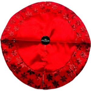 Kurt Adler Tiny 20-inch Miniature Satin Tree Skirt with Sequined Snowflake Border for Table Top Trees (Red)