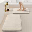 H.VERSAILTEX Bathroom Rugs Sets 2 Piece, Soft Absorbent Memory Foam Bath Mats Set, Dry Fast Bath Mat, Machine Washable Bath Rug Set for Bathroom, 17x24+32x20 Inches, Ivory