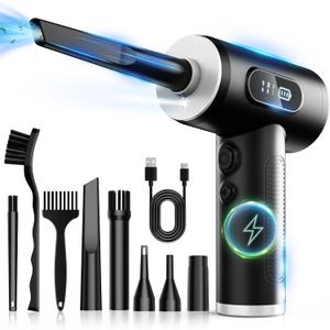 Compressed Air Duster-3 Gear Adjustable 100000RPM Electric Air Duster with LED Light, Rechargeable Cordless Air Blower for Keyboard Electric Devices Cleaning. Replaces Compressed Air Cans (Black) Compressed Air Duster-3 Gear Adjustable 100000RPM Electric Air Duster with LED Light, Rechargeable Cordless Air Blower for Keyboard Electric Devices Cleaning. Replaces Compressed Air Cans (Black)