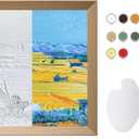 Paint by Numbers for Adults  Van Gogh Wheatfield with Reaper 3D DIY Painting Kit, Framed Canvas Art Set, Acrylic Paints & Brushes Included, Relaxing Home Wall Decor, 13.4 x 13.4 Inches (Harvest)